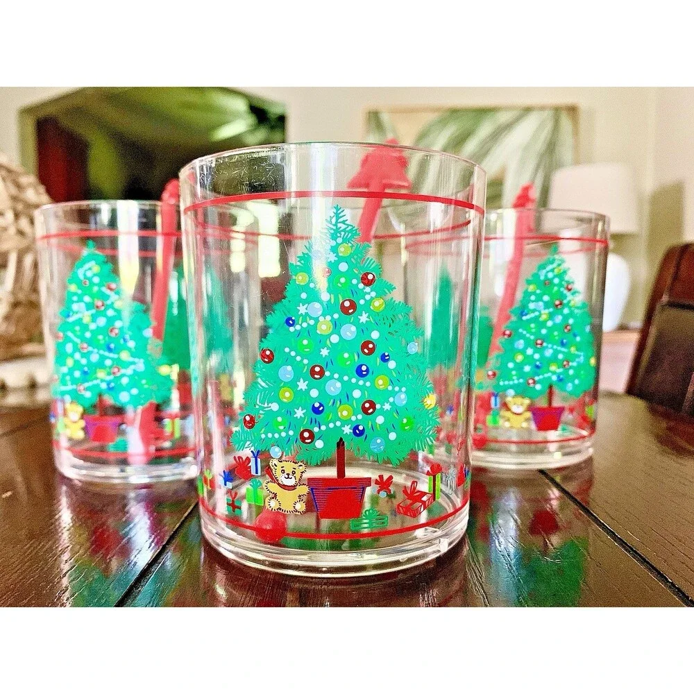Vintage Himark Saltera Christmas Tree Ice Bucket & Tumblers Set 15 pc 1986